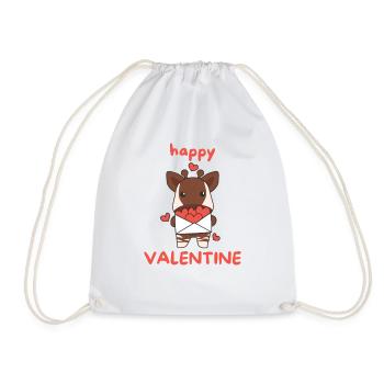 Okapi zum Valentinstag süße Tiere mit Herzen - Turnbeutel - Weiß - Vorne