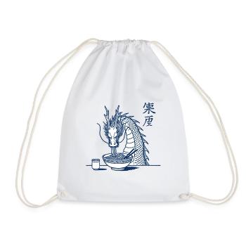 Ukiyo-E Ramen Drache Lustig Kawaii Retro Ästhetik - Turnbeutel - Weiß - Vorne