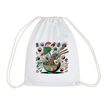 Ramen Noodles Japanese Streetwear Sushi Art - Drawstring Bag - white - Front