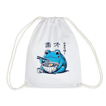 Kawaii Ramen Frog Ukiyo-E Retro Aesthetic - Drawstring Bag - white - Front