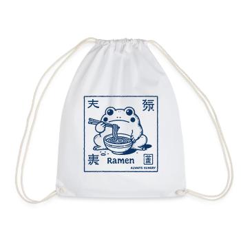 Ramen Frog Funny Japanese Streetwear Ukiyo-E - Drawstring Bag - white - Front