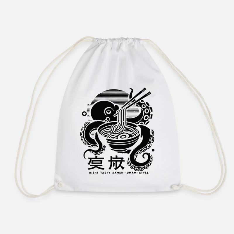 Oktopus isst Ramen Japan Retro Ukiyo-E - Turnbeutel - Weiß