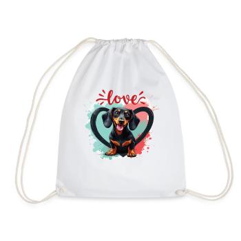 Dachshund Dog Love Dachshund Dog Friends Animal Lover - Drawstring Bag - white - Front