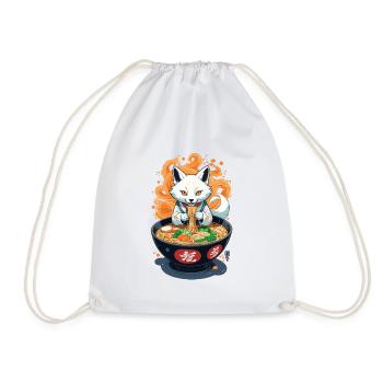 Kitsune Ramen Nudeln Kawaii Retro Ukiyo-e Fuchs - Turnbeutel - Weiß - Vorne