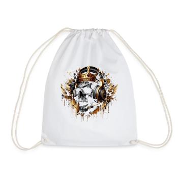Crâne de jeu avec casque et ailes Golden Crown - Sac de sport léger - blanc - Devant