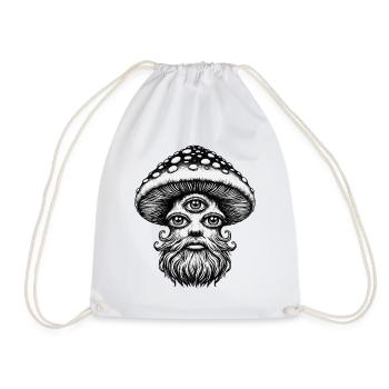 Holy Mr. Shroom | Cooles Streetwear-Print-Design - Turnbeutel - Weiß - Vorne