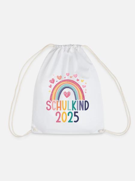 Schulkind 2025 Regenbogen Mädchen Einschulung 2025 - Turnbeutel - Weiß