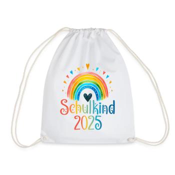 Schulkind 2025 Regenbogen Mädchen Einschulung 2025 - Turnbeutel - Weiß - Vorne
