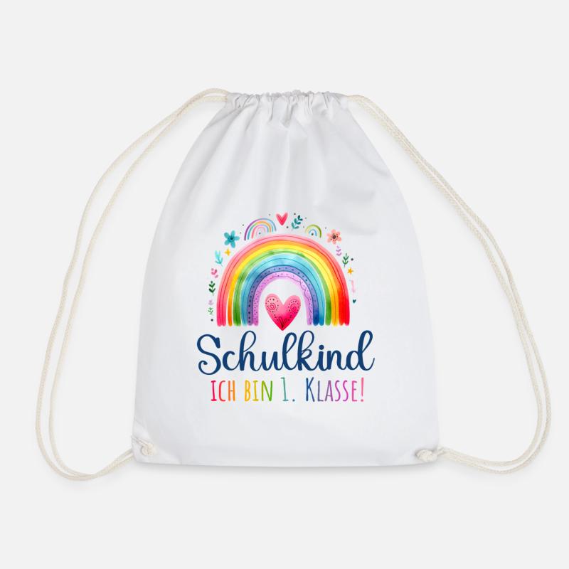 Schulkind 2025 Regenbogen Mädchen Einschulung 2025 - Turnbeutel - Weiß