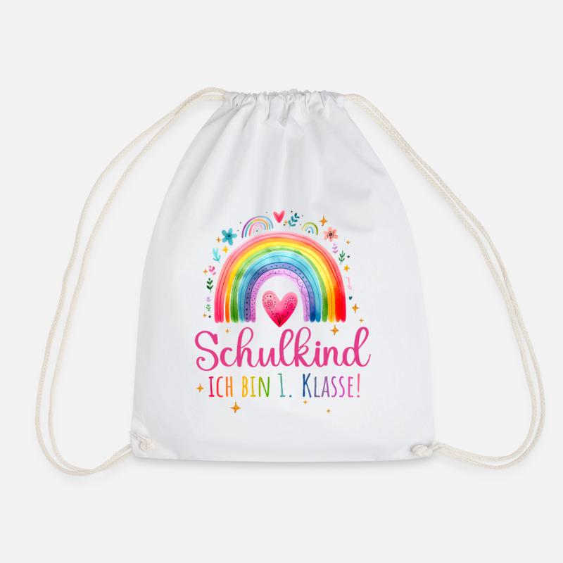 Schulkind 2025 Regenbogen Mädchen Einschulung 2025 - Turnbeutel - Weiß