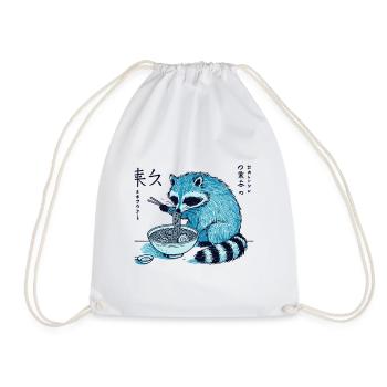 Le raton laveur aime les nouilles ramen dans un style rétro - Sac de sport léger - blanc - Devant