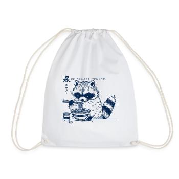 Ramen Noodles Kawaii Raccoon Anime Streetwear - Drawstring Bag - white - Front