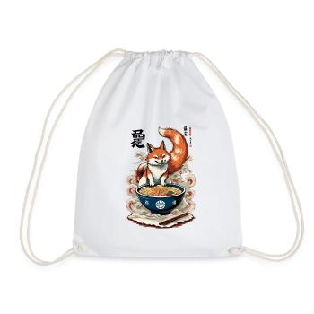 Kitsune Fox Ramen Rétro Ukiyo-e Japon Kawaii - Sac de sport léger - blanc - Devant