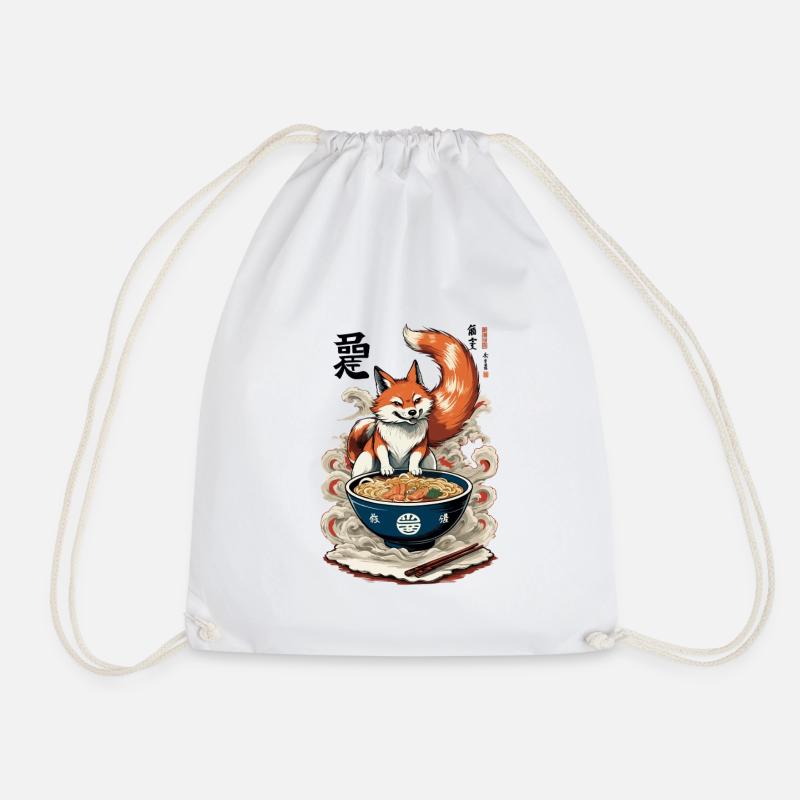 Kitsune Fuchs Ramen Retro Ukiyo-e Japan Kawaii - Turnbeutel - Weiß