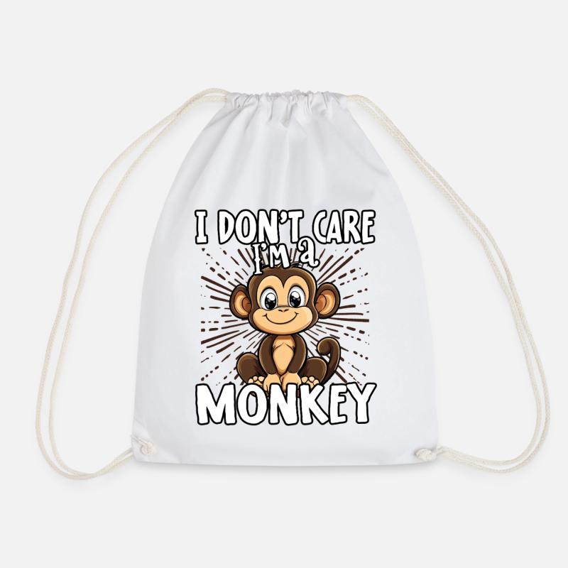 I don't care I'm a monkey - süßer Affe - Turnbeutel - Weiß