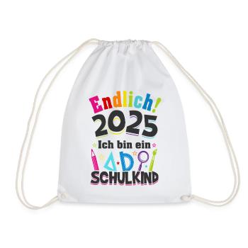 Schulkind 2025 Erstklässler Einschulung Geschenk - Turnbeutel - Weiß - Vorne