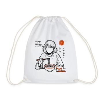 La fille aime les nouilles ramen et le dessin - Sac de sport léger - blanc - Devant