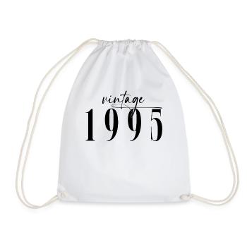 Vintage 1995 Birthday Minimalist Elegant - Drawstring Bag - white - Front