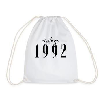 Vintage 1992 Birthday Minimalist Elegant - Drawstring Bag - white - Front