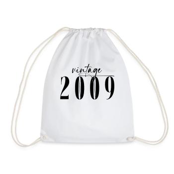 Vintage 2009 Birthday Minimalist Elegant - Drawstring Bag - white - Front