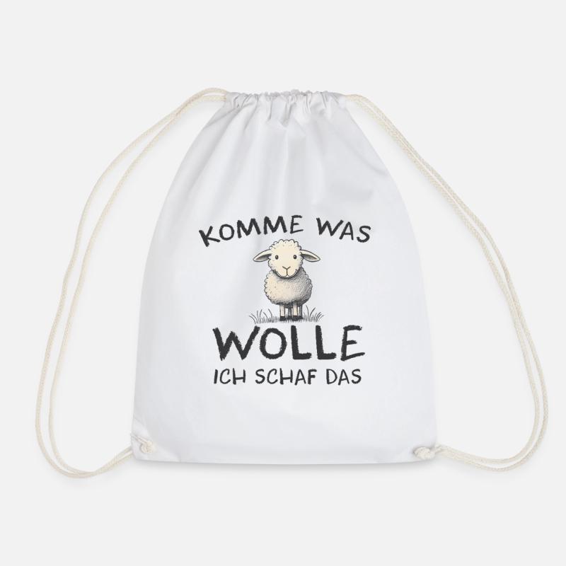 Komme was wolle ich Schaf das Schaf Wolle - Turnbeutel - Weiß