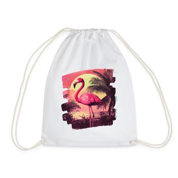 Flamingo - Drawstring Bag - white - Front