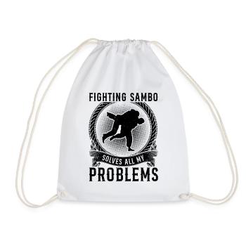 Fighting Sambo solves all my problems - Sambo - Drawstring Bag - white - Front