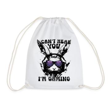 Je ne t’entends pas, je joue à la synthwave rétro Bunny - Sac de sport léger - blanc - Devant