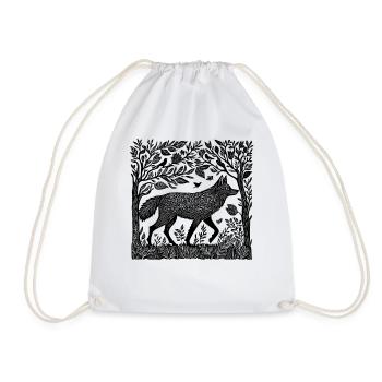 Gravure sur bois Wilderness Wolf Woodland Nature Gift - Sac de sport léger - blanc - Devant