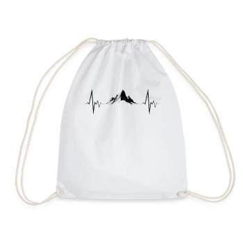 Mountains Heartbeat Hiking Outdoor Gift - Drawstring Bag - white - Front