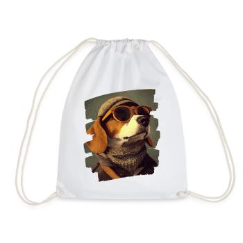 Beagle - Drawstring Bag - white - Front