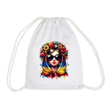Ukraine Matriochka avec lunettes de soleil pour les Ukrainiens - Sac de sport léger - blanc - Devant