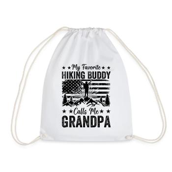 My Favorite Hiking Buddy Calls me Grandpa Hiker - Drawstring Bag - white - Front