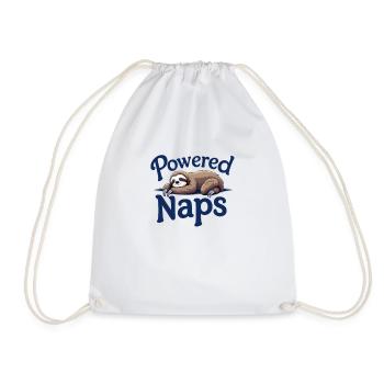 Powered by Naps: Sloth Edition - Drawstring Bag - white - Front