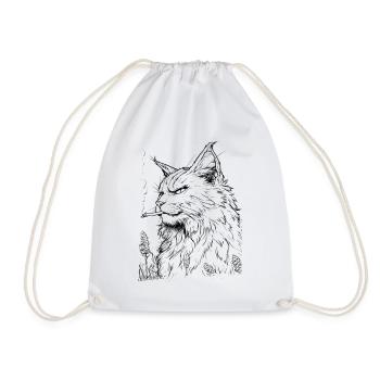 Cat with Joint: Relaxed Weed House Tiger - Drawstring Bag - white - Front