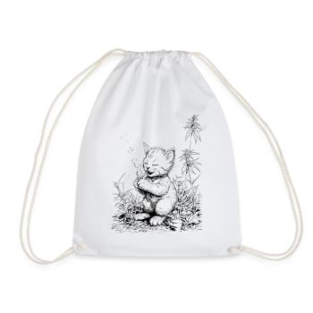 Chaton avec articulation Tigre domestique détendu dans l’herbe - Sac de sport léger - blanc - Devant