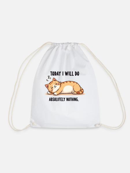 Fauler Katzen-Lifestyle – Lustiges Lazy Cat Design - Turnbeutel - Weiß