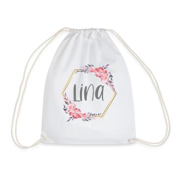 Lina Mädchen Name personalisiertes Geschenk - Turnbeutel - Weiß - Vorne
