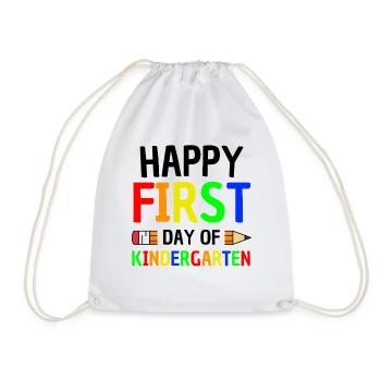 First day of kindergarten saying - Drawstring Bag - white - Front
