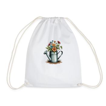 Watering Can Bloom - Drawstring Bag - white - Front