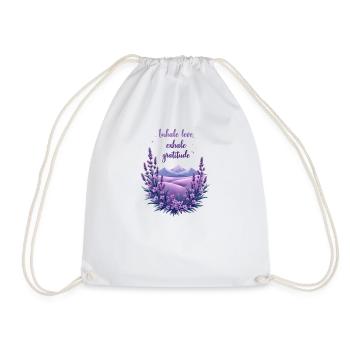 Lavender Gratitude Mountain - Drawstring Bag - white - Front