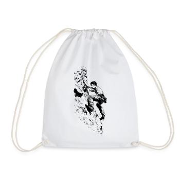 Mountaineering Zugspitze: Summit climber with carabiner - Drawstring Bag - white - Front