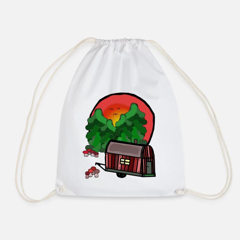 Construction Trailer Nature Ready for Holiday Camping Camping - Drawstring Bag - white