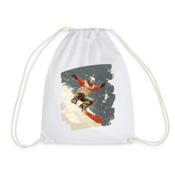Snowboarder powder snow - Drawstring Bag - white - Front