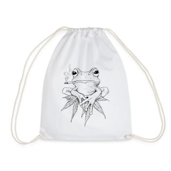 Grenouille sur feuille de cannabis avec joint - Weed Frog - Sac de sport léger - blanc - Devant