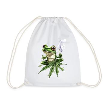 Chillender Frosch mit Joint - Weed Frosch Design - Turnbeutel - Weiß - Vorne