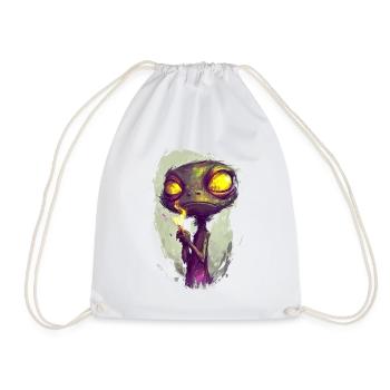 Bekiffter Alien-Frosch - Lustiger Stoner Frosch - Turnbeutel - Weiß - Vorne