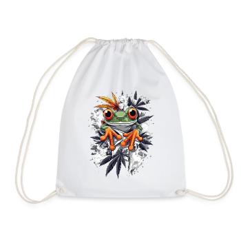 Frosch mit orangen Füßen - Weed Frosch Design - Turnbeutel - Weiß - Vorne