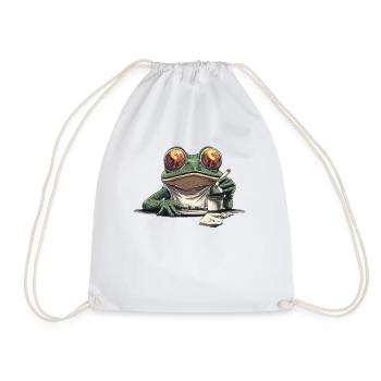 Frosch mit riesigen Augen und Joint - Weed Frosch - Turnbeutel - Weiß - Vorne