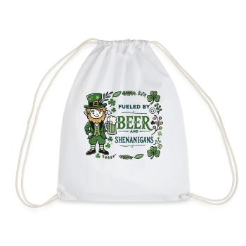 St. Patrick's Day Mood: Beer and Shenanigans - Drawstring Bag - white - Front